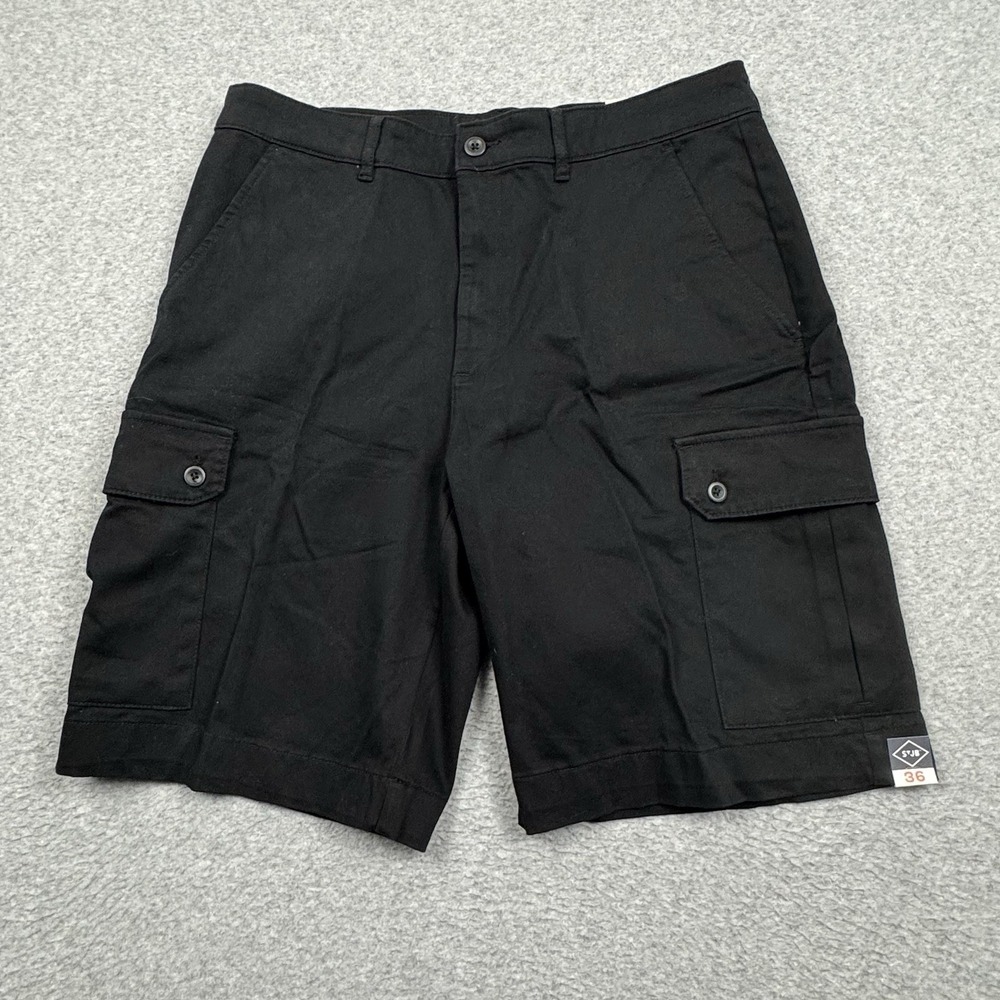 St Johns Bay 10" Cargo‎ Shorts Men's 36 Comfort Stretch Waistband Black NWT